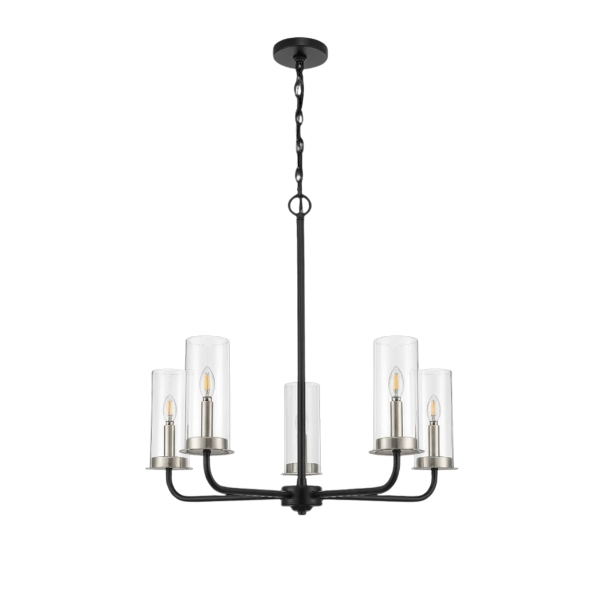 Vivio 5-Light Aura Two-Toned Chandelier - Matte Black/ Brushed Nickel
