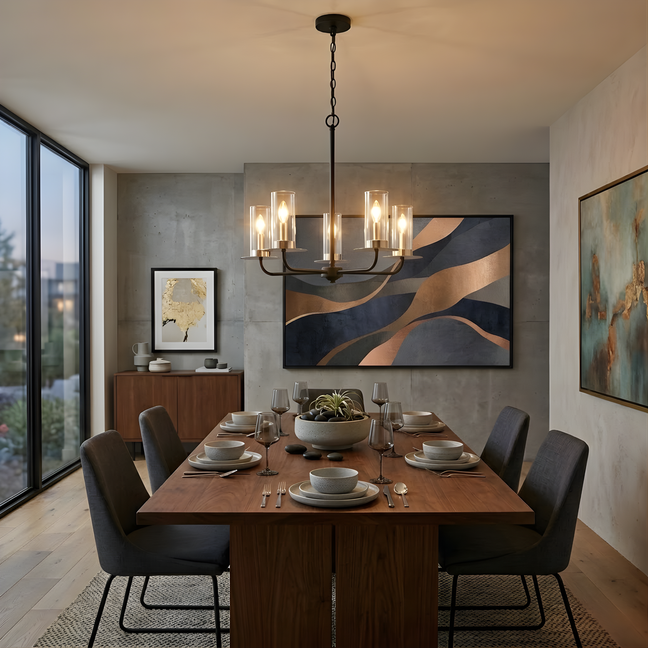 Vivio 5-Light Aura Two-Toned Chandelier - Matte Black/ Brushed Nickel