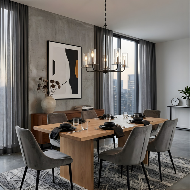 Vivio 5-Light Aura Two-Toned Chandelier - Matte Black/ Brushed Nickel