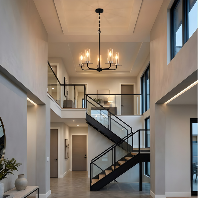 Vivio 5-Light Aura Two-Toned Chandelier - Matte Black/ Brushed Nickel