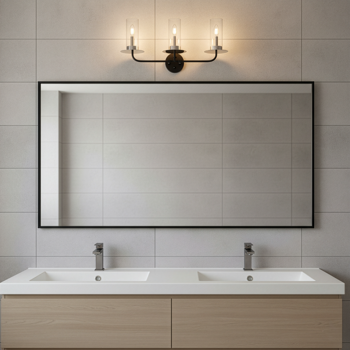 Vivio Aura 3-Bulb Two-Toned Vanity Light - CG/MB/NK