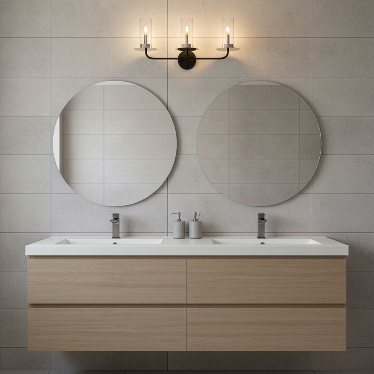 Vivio Aura 3-Bulb Two-Toned Vanity Light - CG/MB/NK