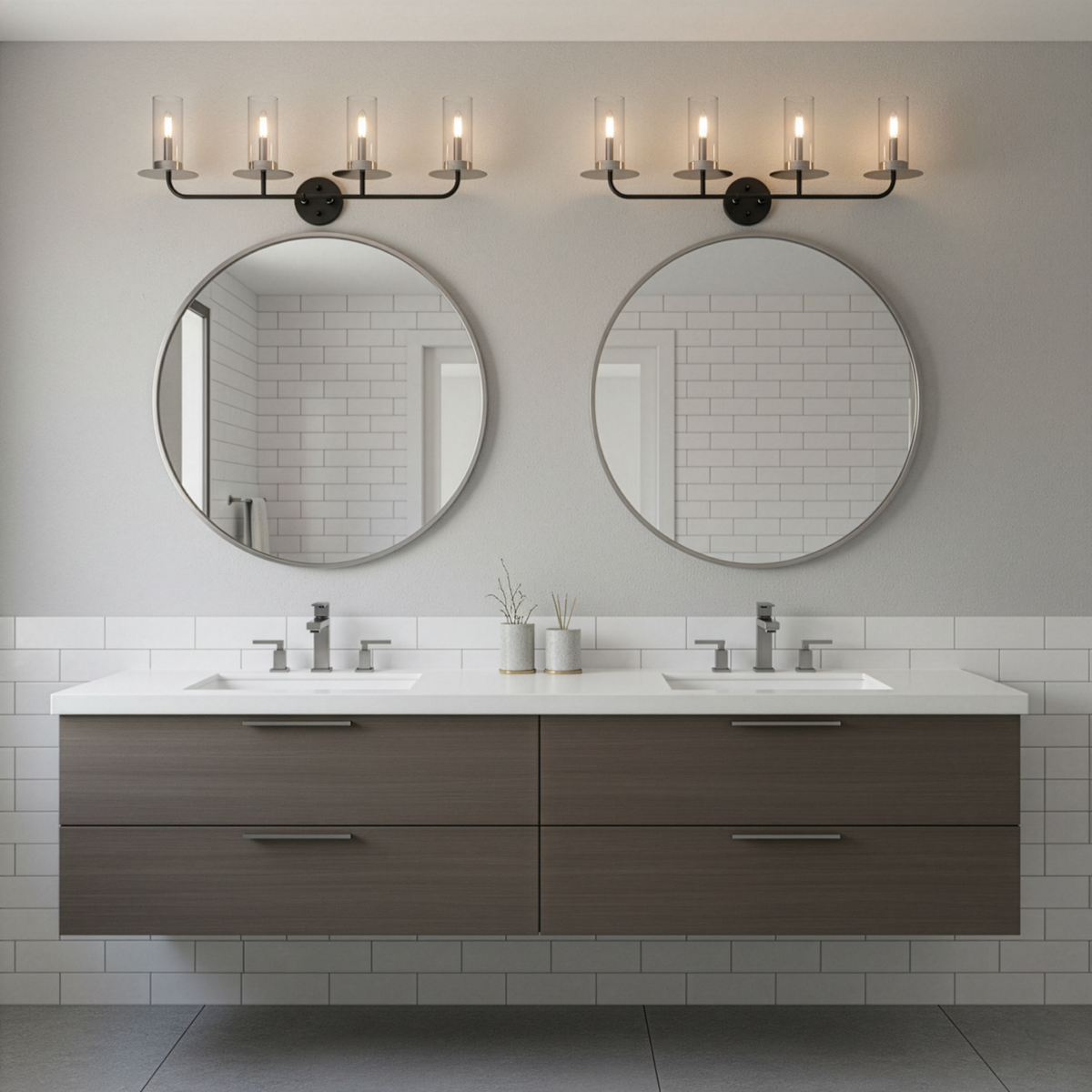 Vivio Aura 4-Bulb Two-Toned Vanity Light - CG/MB/NK