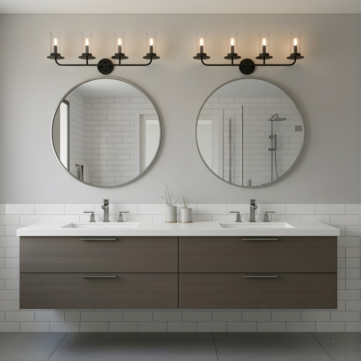 Vivio Aura 4-Bulb Two-Toned Vanity Light - CG/MB/NK