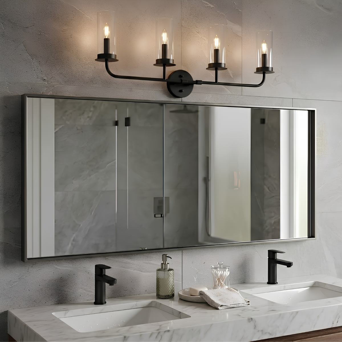 Vivio Aura 4-Bulb Two-Toned Vanity Light - CG/MB/NK