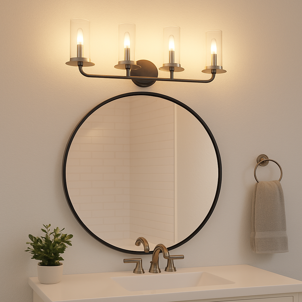 Vivio Aura 4-Bulb Two-Toned Vanity Light - CG/MB/NK