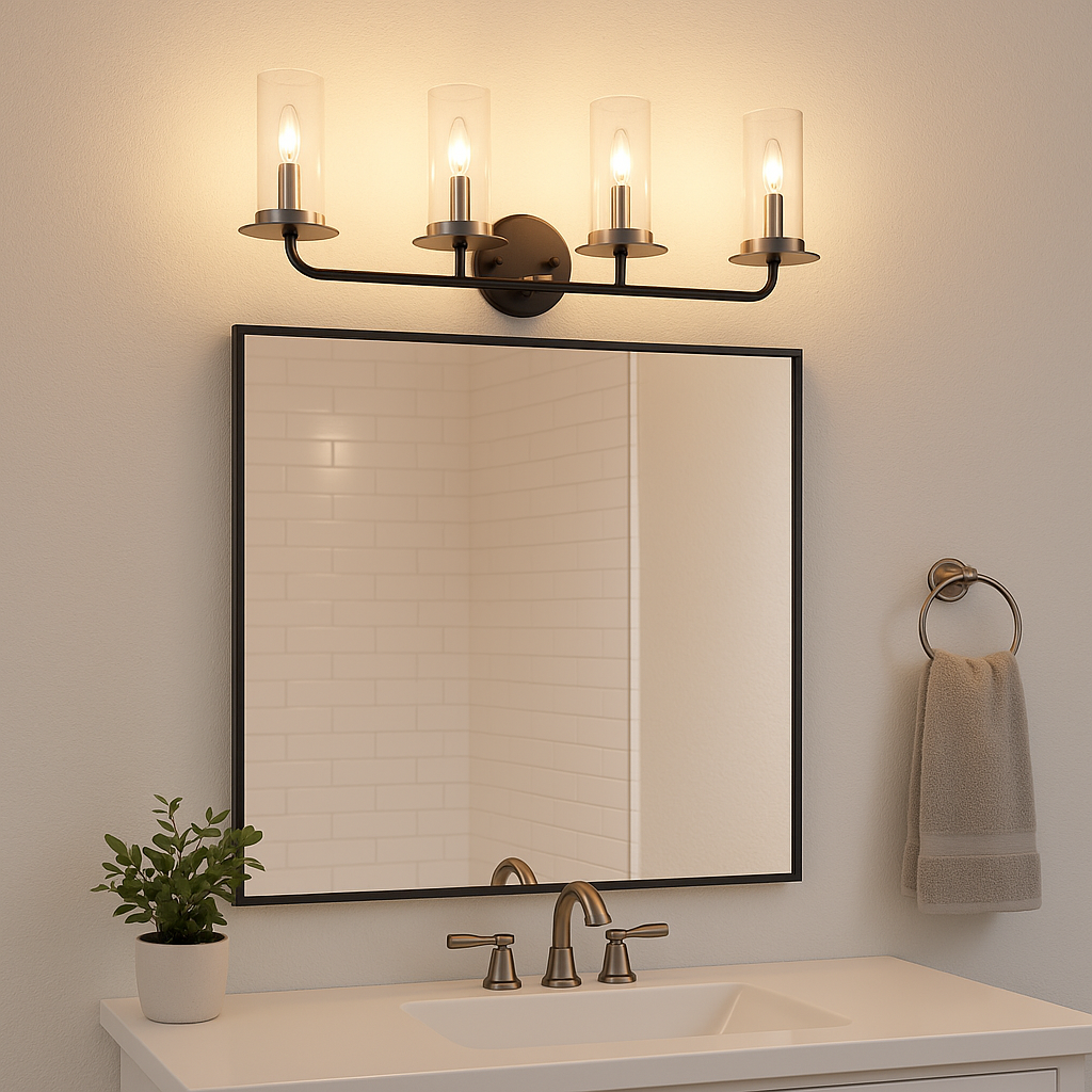 Vivio Aura 4-Bulb Two-Toned Vanity Light - CG/MB/NK