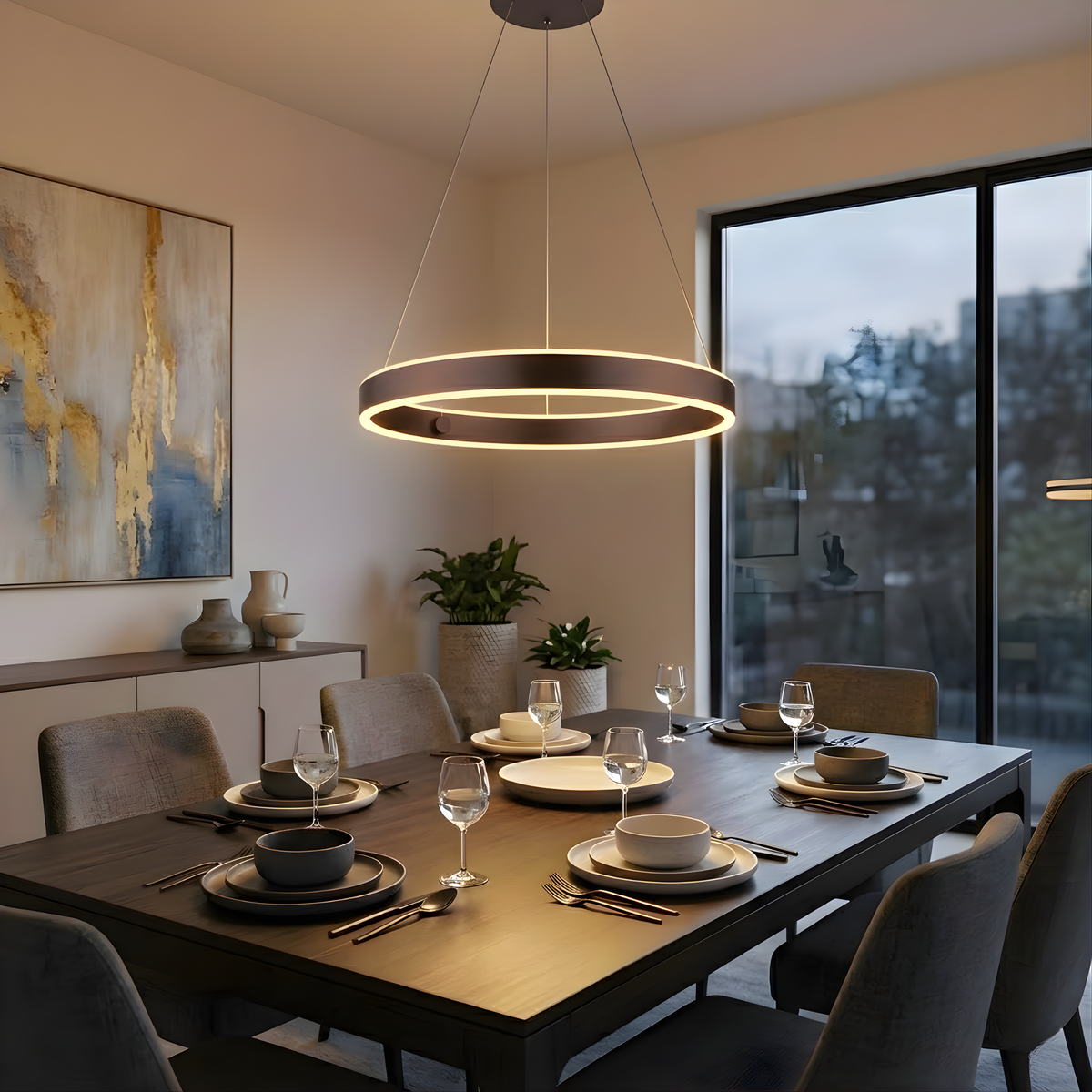 Vivio AVA LED Single Ring Pendant-Coffee Brown