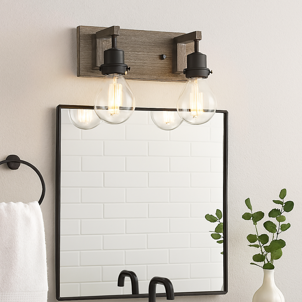 Vivio Roxton 2-Light Vanity - MB with Wood Style Accents