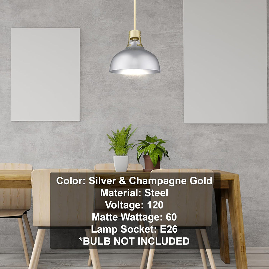 Vivio Octavia Steel Shade Pendant - Silver/Champagne Gold