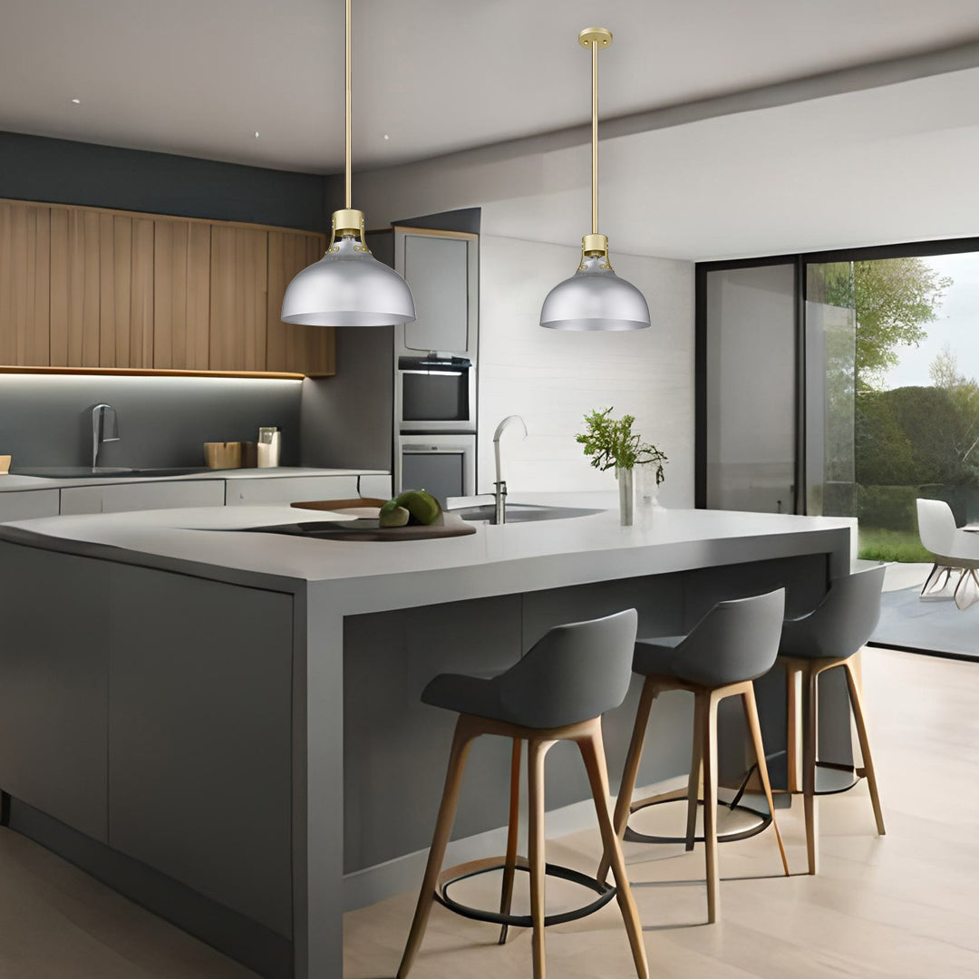 Vivio Octavia Steel Shade Pendant - Silver/Champagne Gold