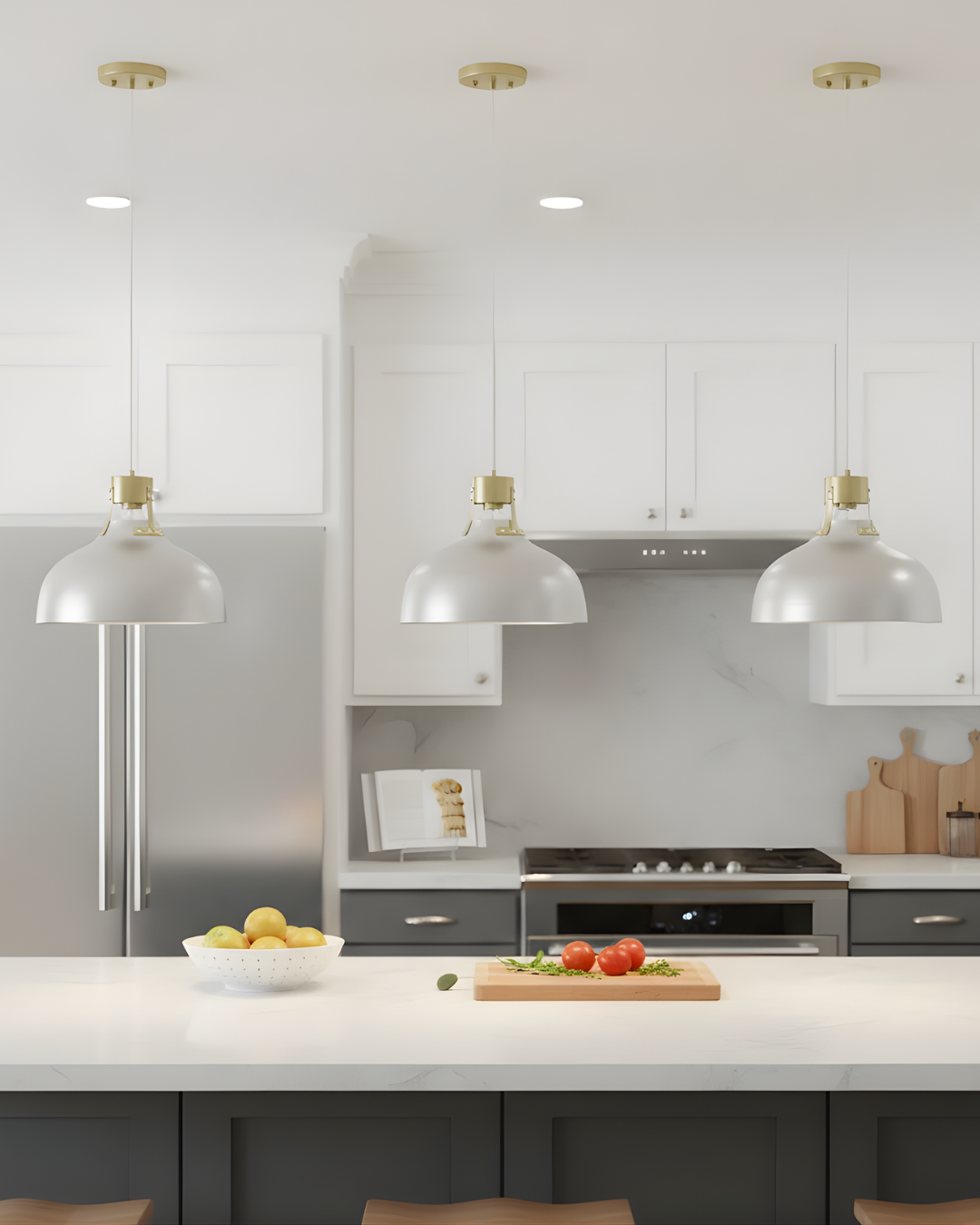 Vivio Octavia Steel Shade Pendant - Silver/Champagne Gold