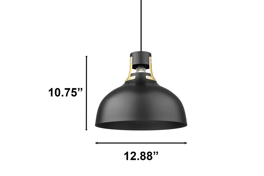 Vivio Octavia Steel Shade Pendant - Matte Black/Champagne Gold