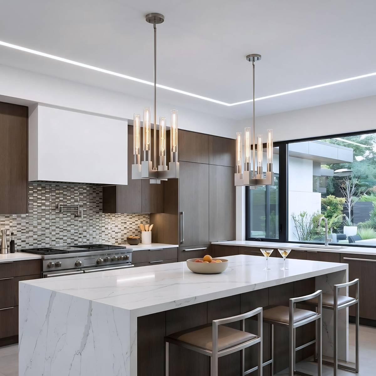 Vivio Roma 4-Light Clear Glass Pendant - NK T10 8.5W LED 4K Lamps Included