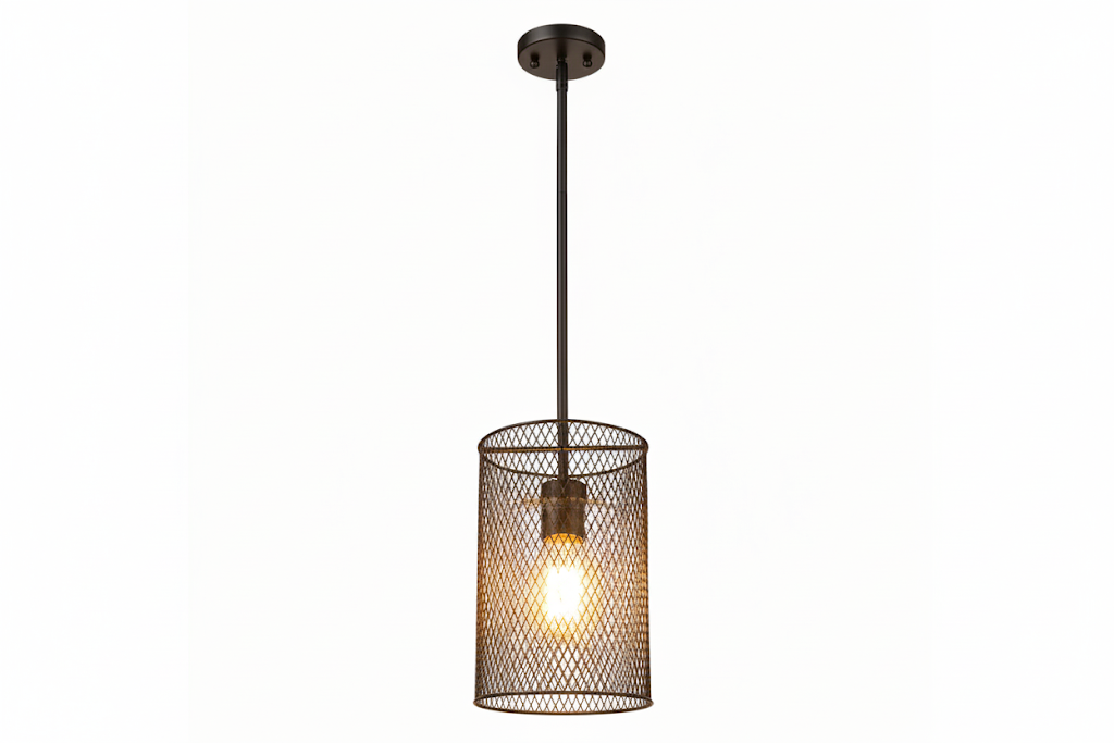 Vivio Salerno 1-Light Mesh Cylinder Pendant - MB Frosted Glass E26