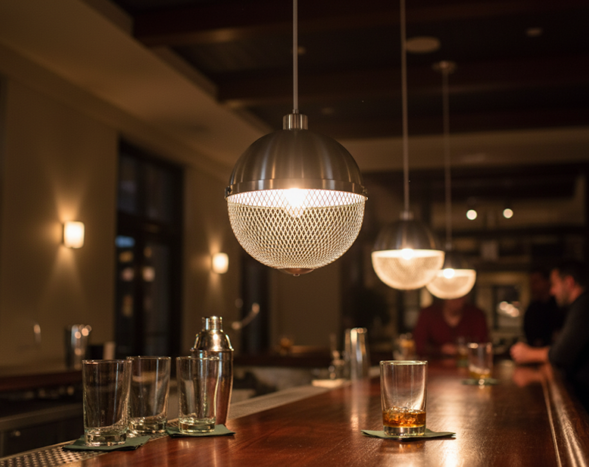 Vivio Parma 1-Light Metal and Mesh Globe Pendant - NK E26