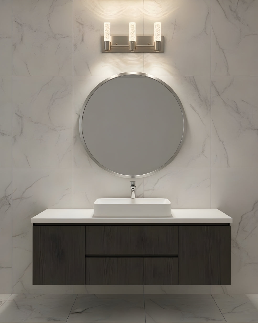 Vivio Soffi LED Rectangle Vanity - Brushed Nickel Seeded Glass 15W 4000K
