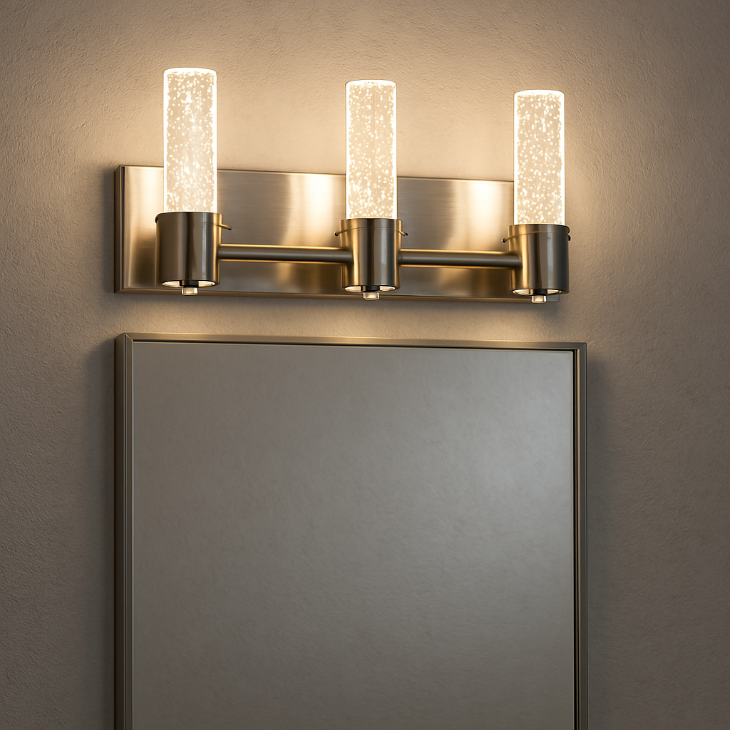 Vivio Soffi LED Rectangle Vanity - Brushed Nickel Seeded Glass 15W 4000K