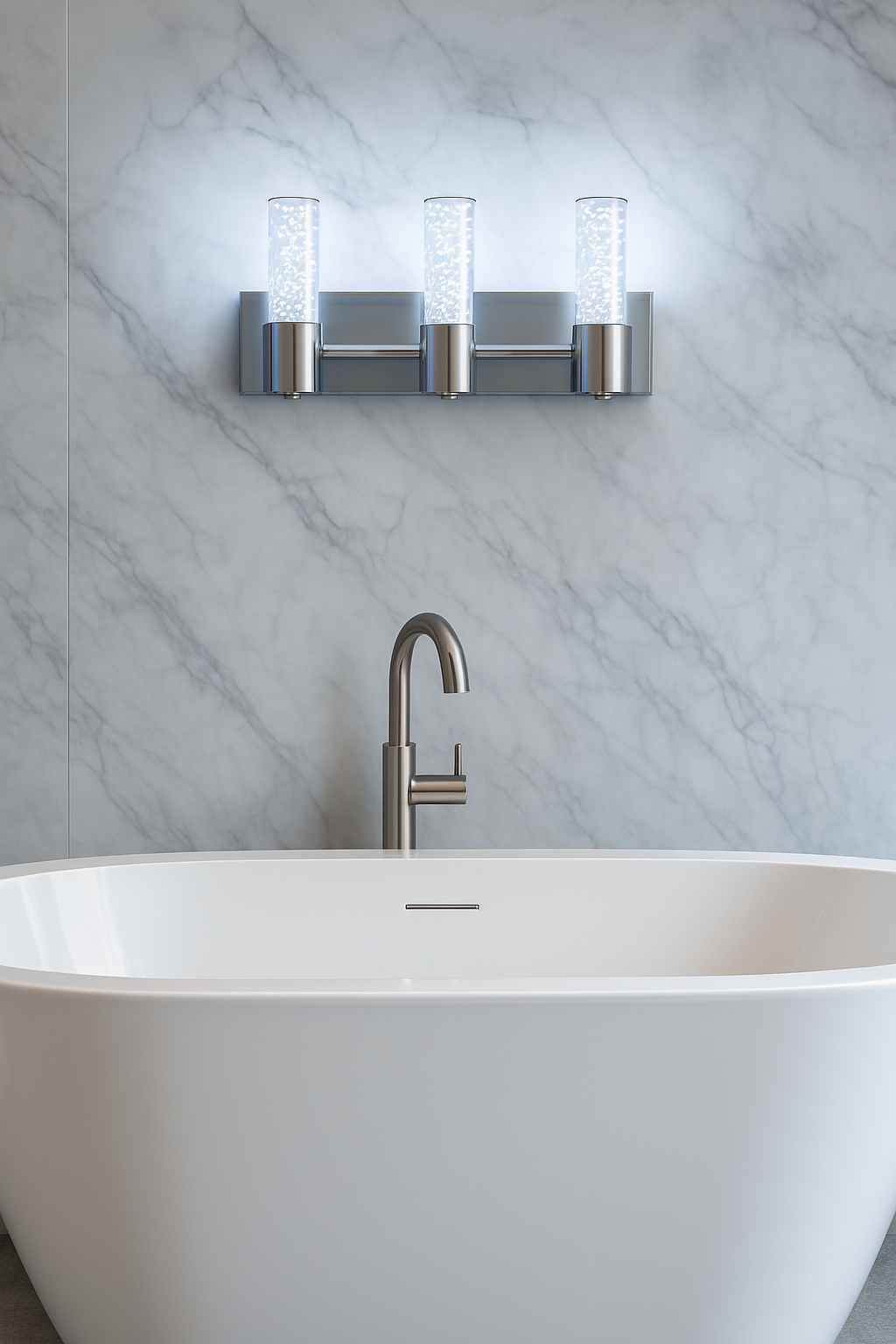 Vivio Soffi LED Rectangle Vanity - Brushed Nickel Seeded Glass 15W 4000K
