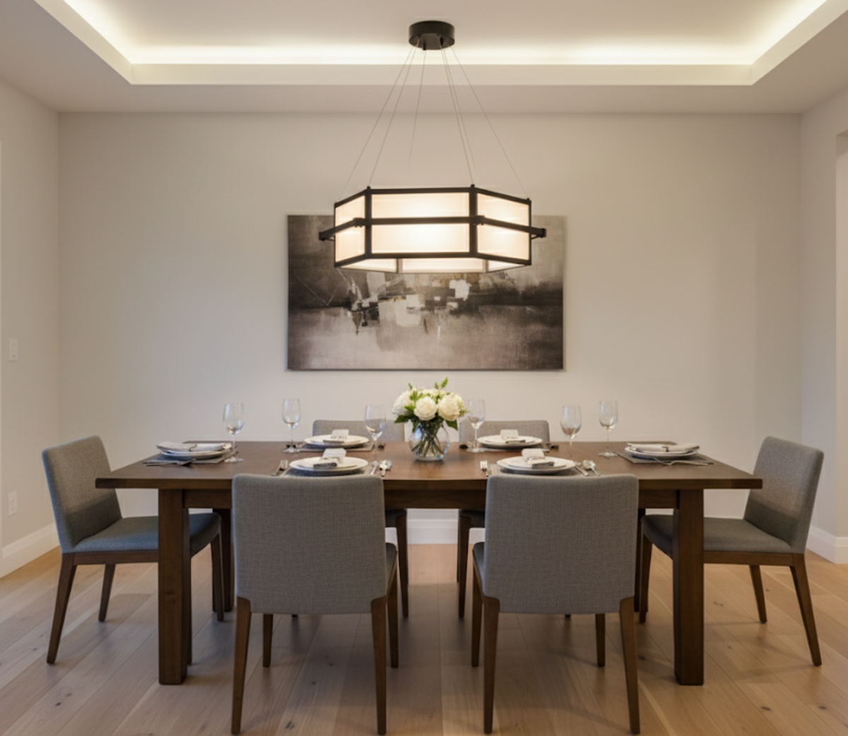 Vivio Amalfi LED Hex Chandelier - MB Frosted Glass 45W 4000K