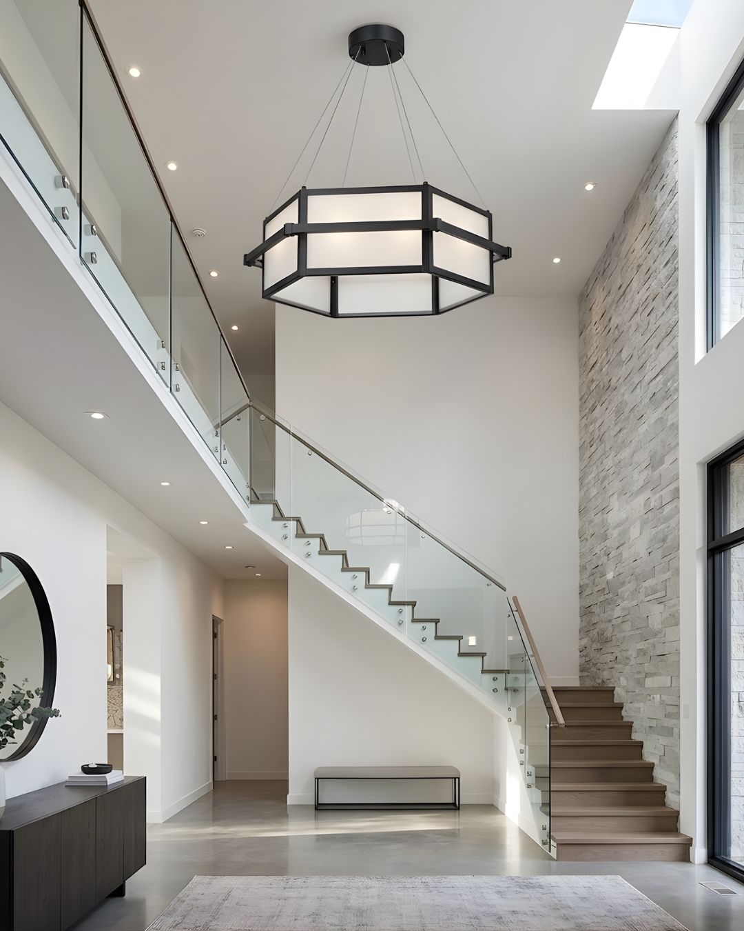 Vivio Amalfi LED Hex Chandelier - MB Frosted Glass 45W 4000K