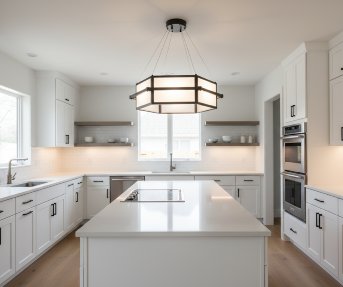 Vivio Amalfi LED Hex Chandelier - MB Frosted Glass 45W 4000K