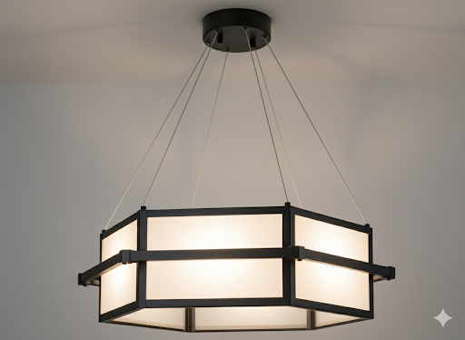 Vivio Amalfi LED Hex Chandelier - MB Frosted Glass 45W 4000K