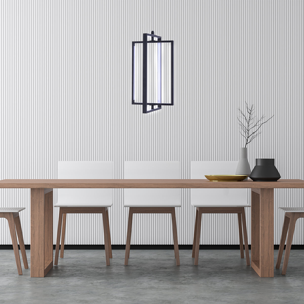 led pendant light over dining table