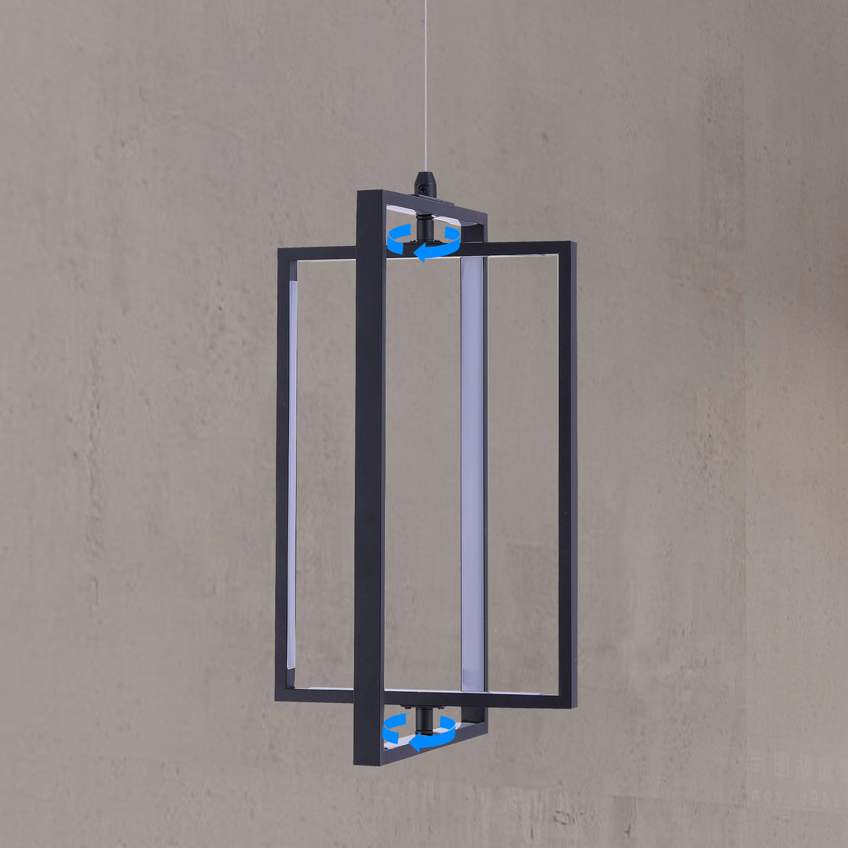 rectangle lighting pendant led rotate black