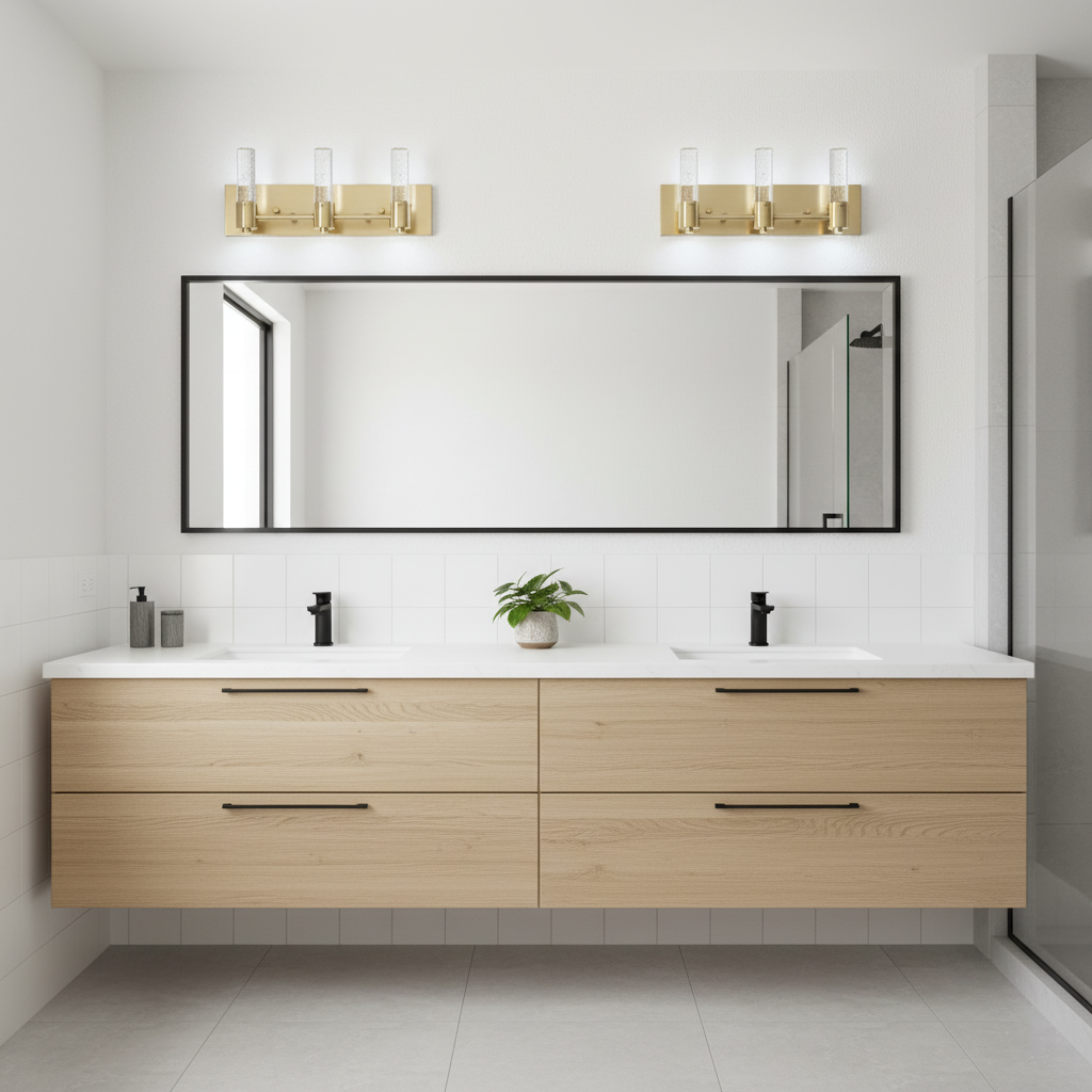 Vivio Soffi LED Rectangle Vanity - Matte Gold Seeded Glass 15W 4000K