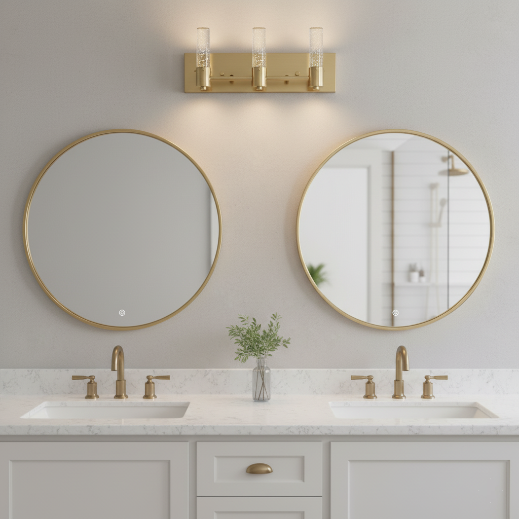 Vivio Soffi LED Rectangle Vanity - Matte Gold Seeded Glass 15W 4000K
