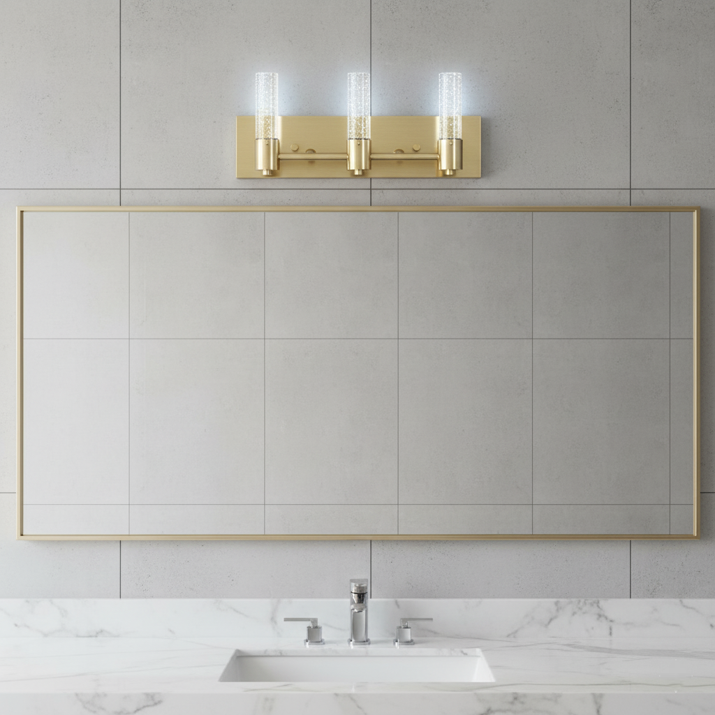 Vivio Soffi LED Rectangle Vanity - Matte Gold Seeded Glass 15W 4000K