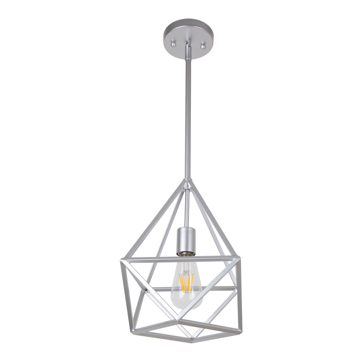 silver pendant light geometric diamond