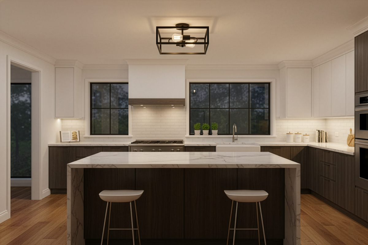 Vivio Harold 2-Light Square Open Semi-Flush Mount - MB