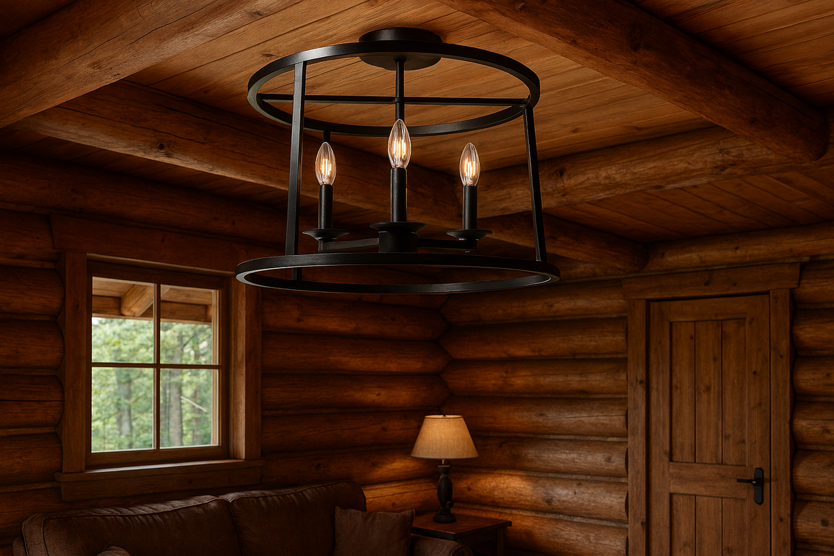 Vivio Alfred 3-Light Round Open Semi-Flush Mount - MB