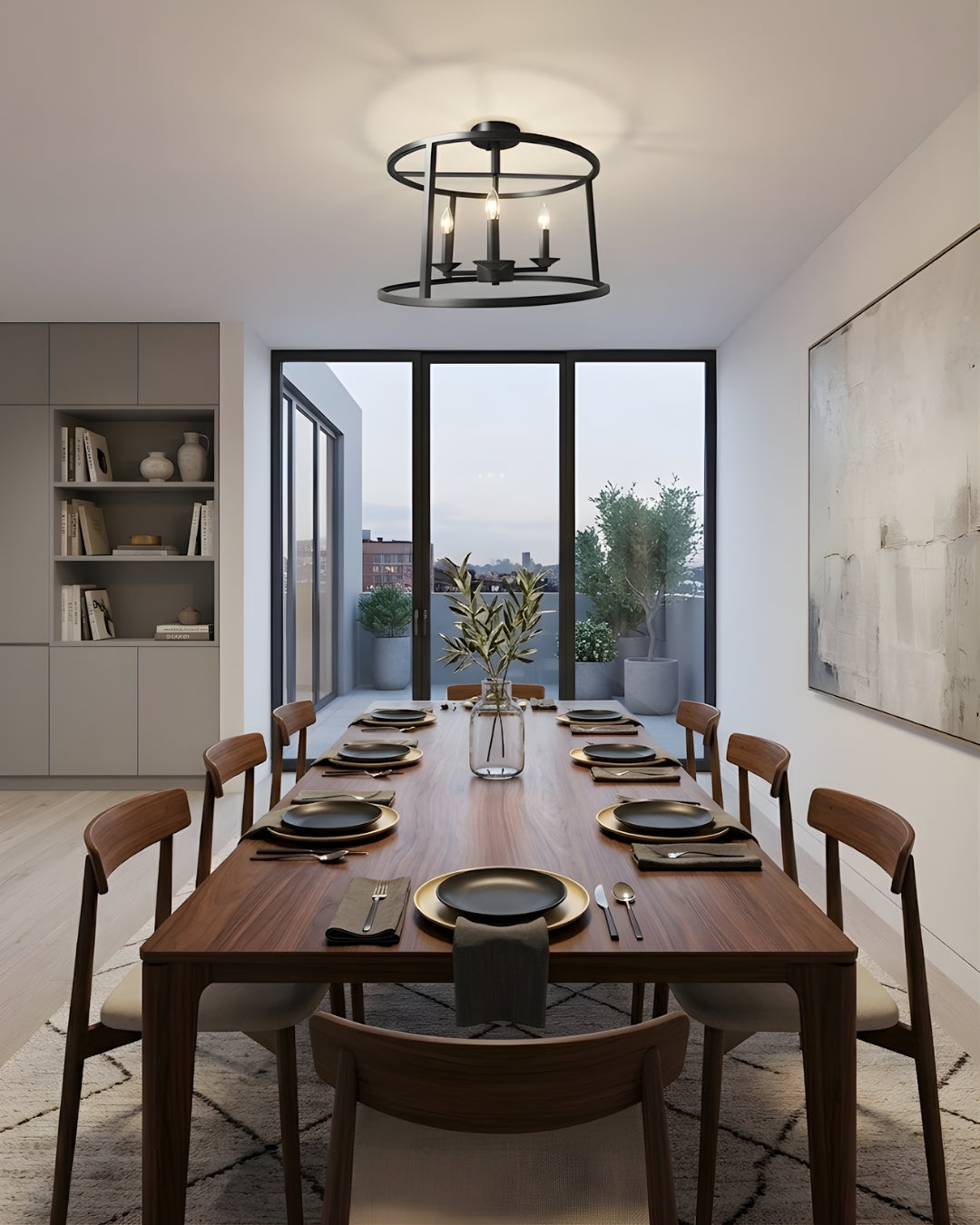 Vivio Alfred 3-Light Round Open Semi-Flush Mount - MB