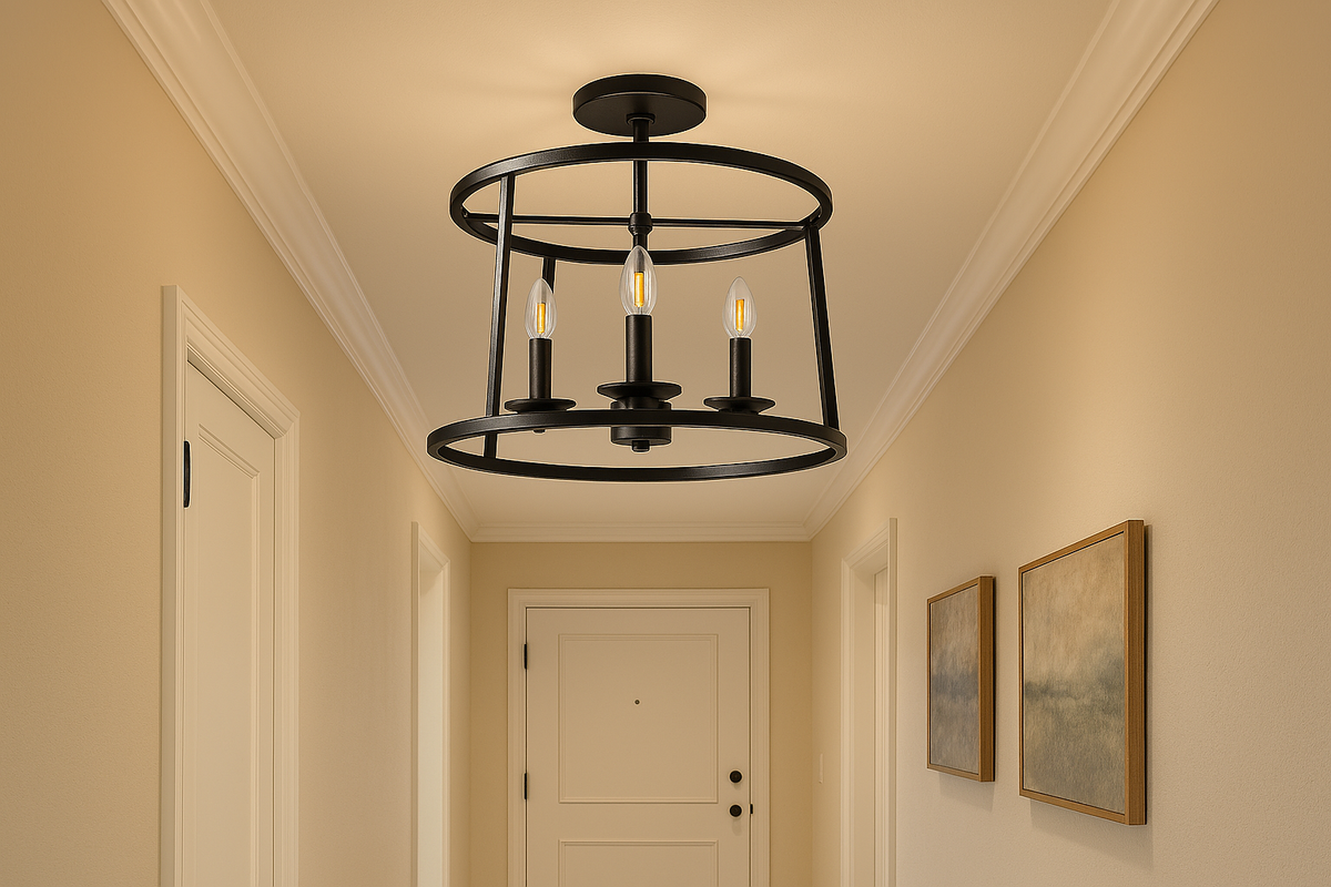 Vivio Alfred 3-Light Round Open Semi-Flush Mount - MB