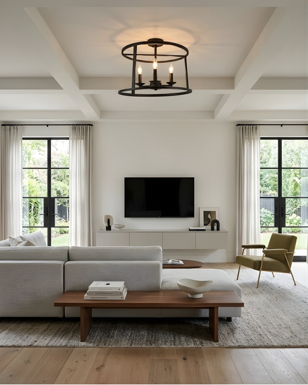 Vivio Alfred 3-Light Round Open Semi-Flush Mount - MB