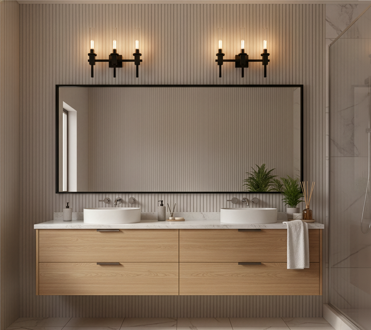 Vivio Roma 3-Light Clear Tube Glass Vanity - MB T10 8.5W LED 4K Lamps Included
