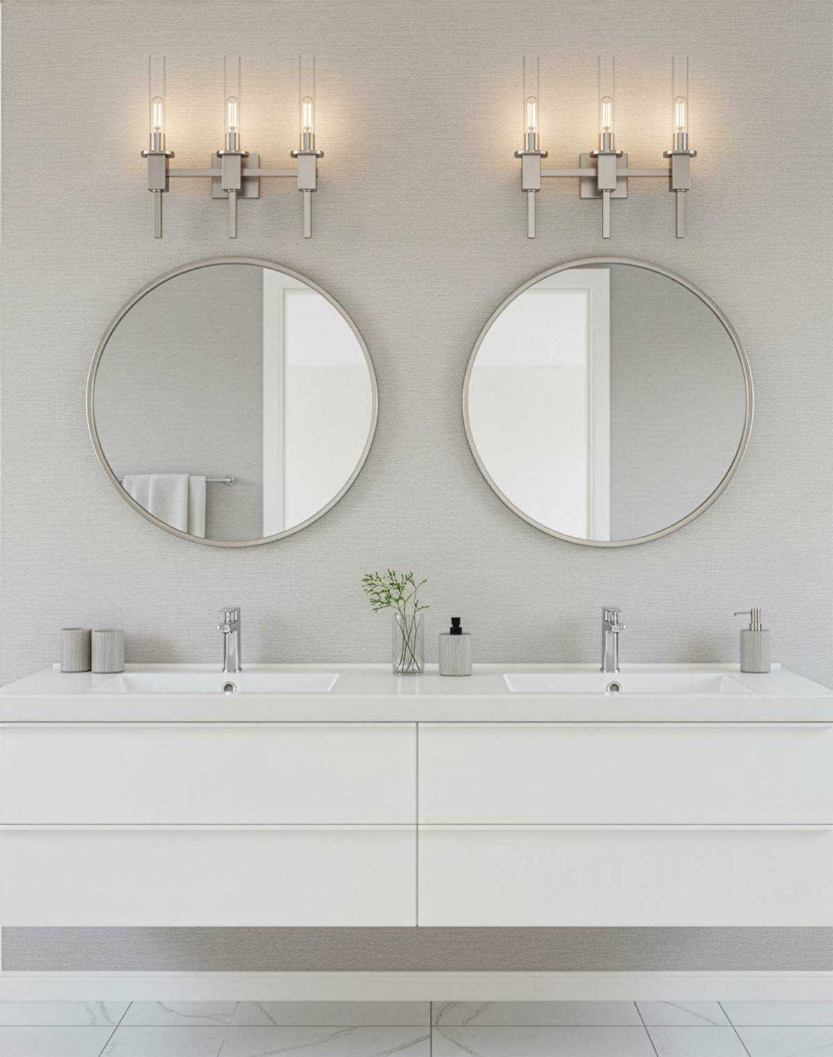 Vivio Roma 3-Light Clear Tube Glass Vanity - NK T10 8.5W LED 4K Lamps Included