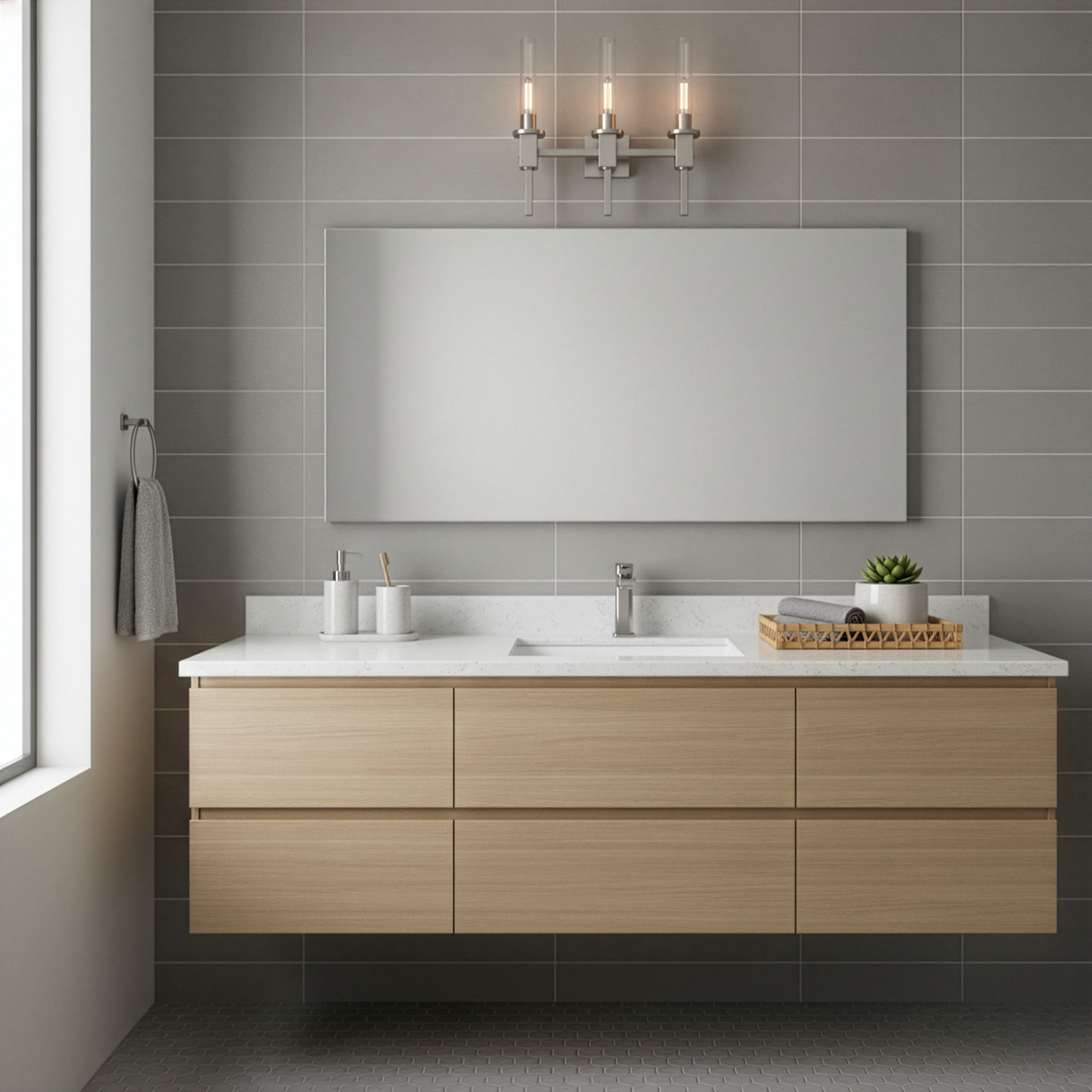 Vivio Roma 3-Light Clear Tube Glass Vanity - NK T10 8.5W LED 4K Lamps Included