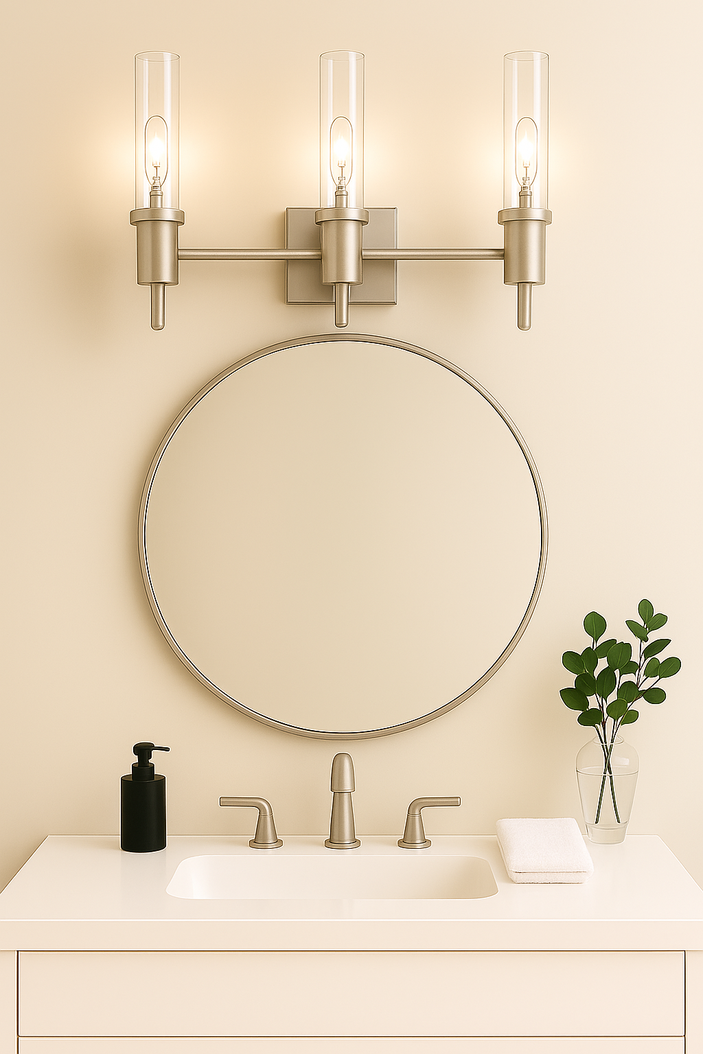 Vivio Roma 3-Light Clear Tube Glass Vanity - NK T10 8.5W LED 4K Lamps Included