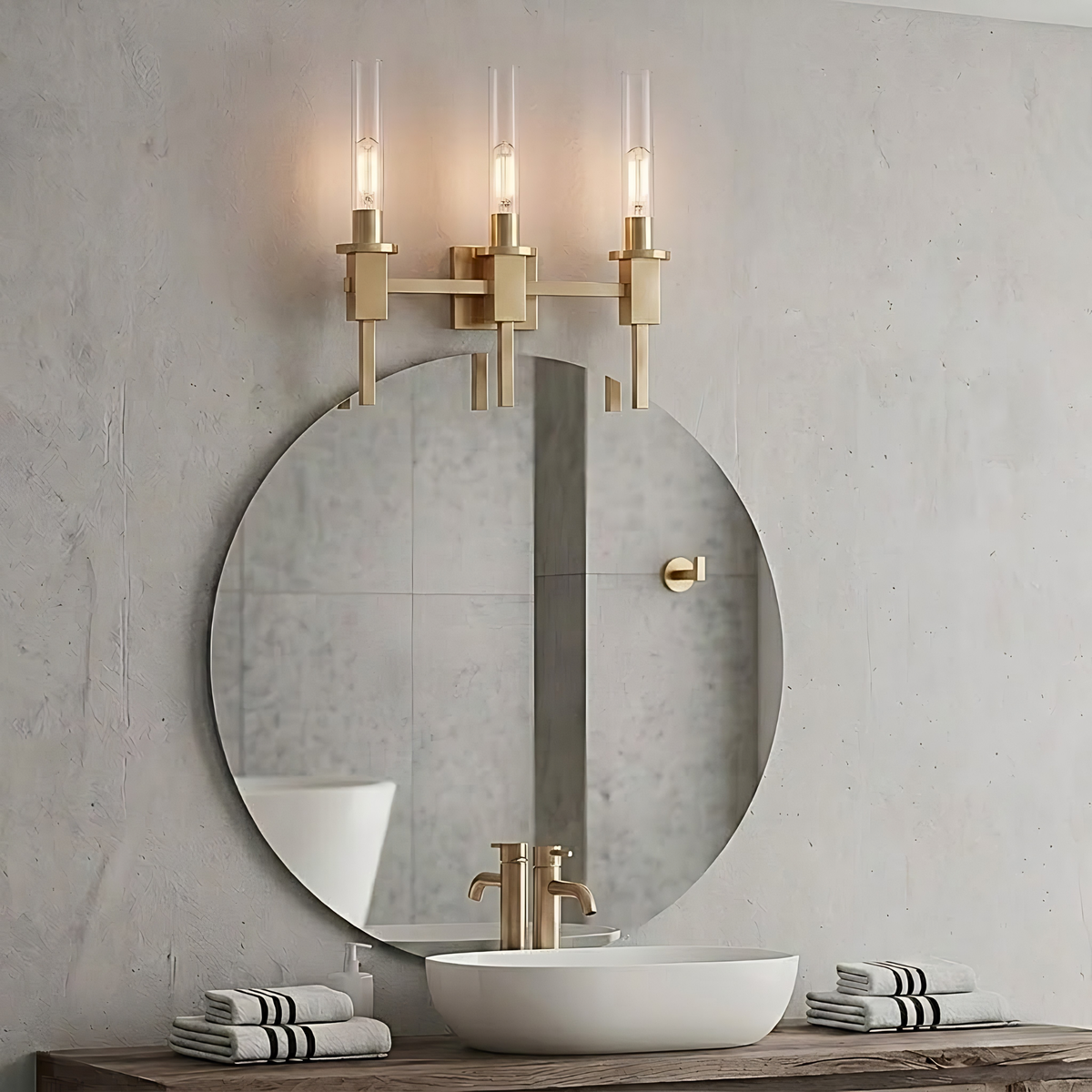 Vivio Roma 3-Light Clear Tube Glass Vanity - CG T10 8.5W LED 4K Lamps Included