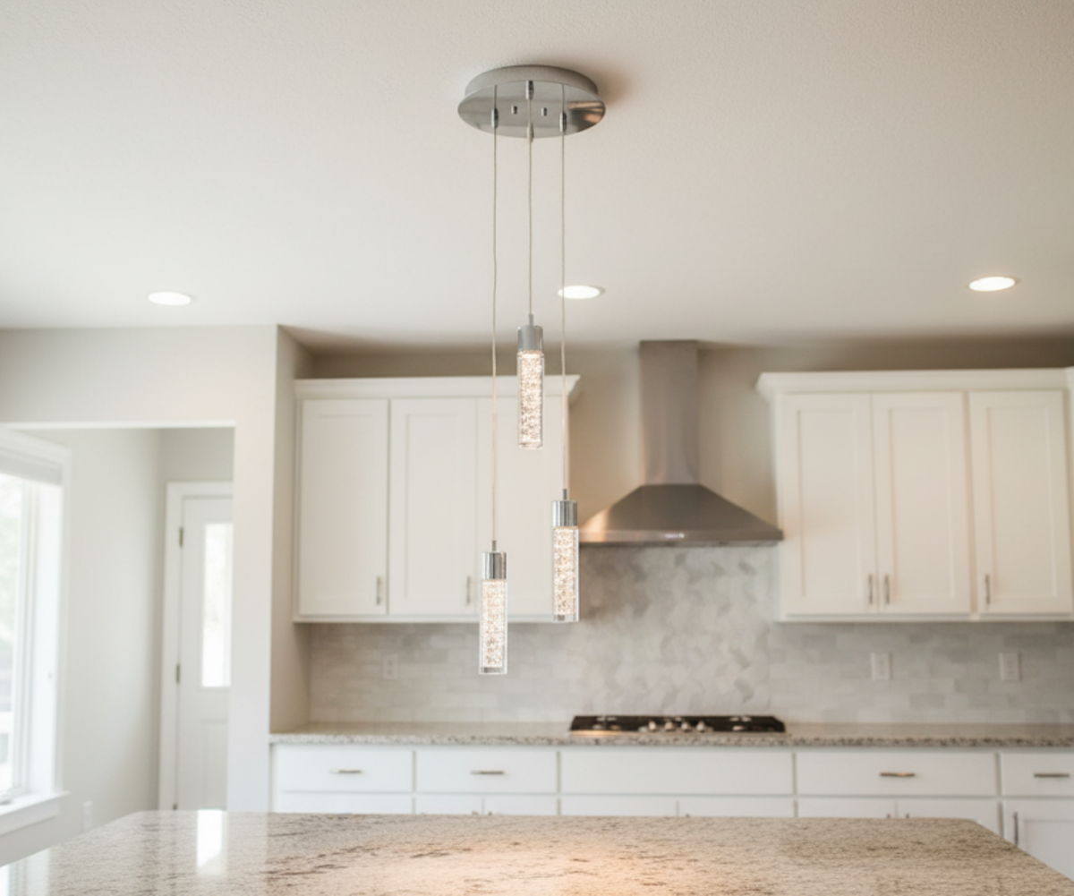 Vivio Soffi 3-light Illuminated Glass Cylinder Pendant - Chrome