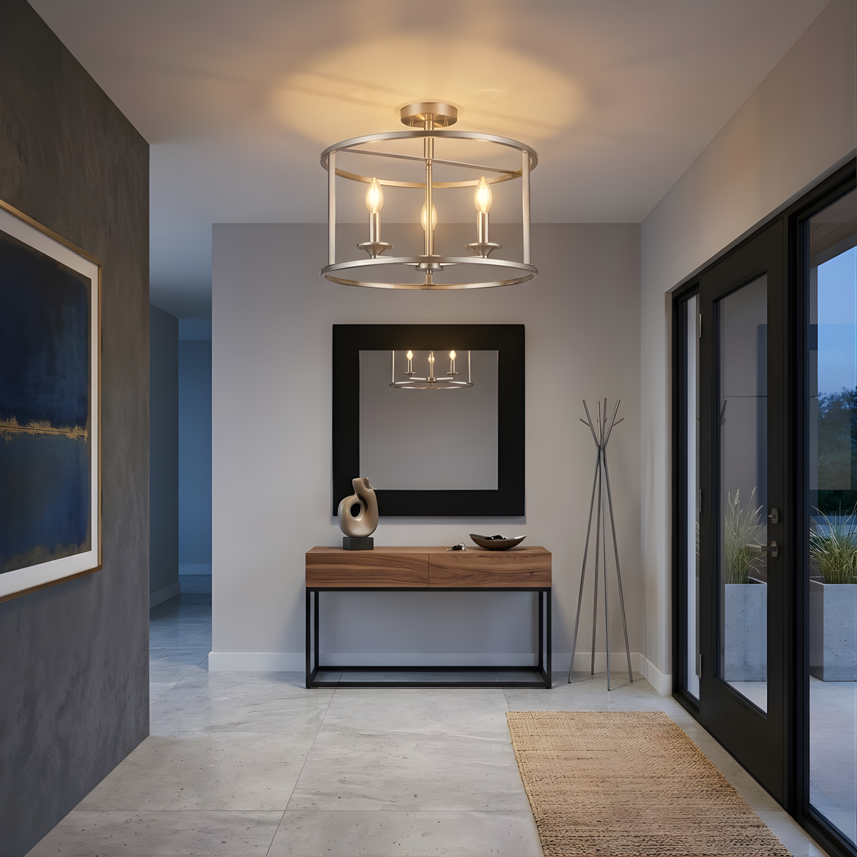 Vivio Alfred 3-Light Round Open Semi-Flush Mount - NK