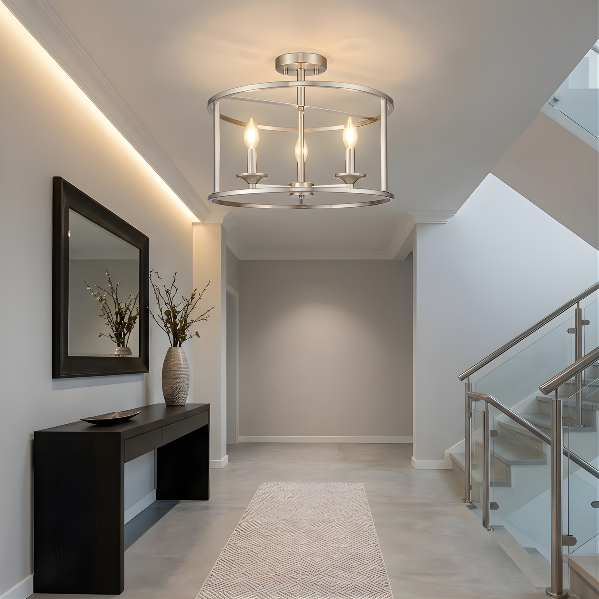 Vivio Alfred 3-Light Round Open Semi-Flush Mount - NK