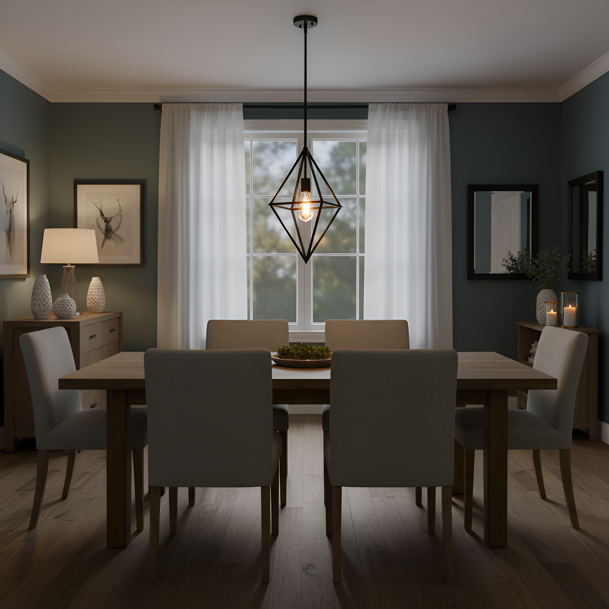 Vivio Gomez 1-Light 12" Geometric Triangle Pendant - MB