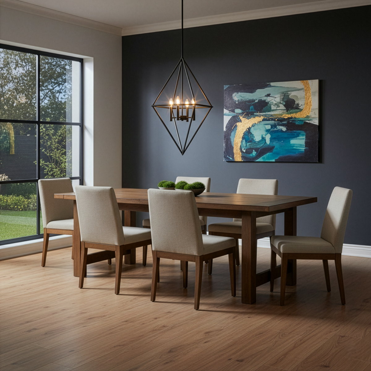 Vivio Gomez 4-Light 20" Geometric Triangle Pendant - MB