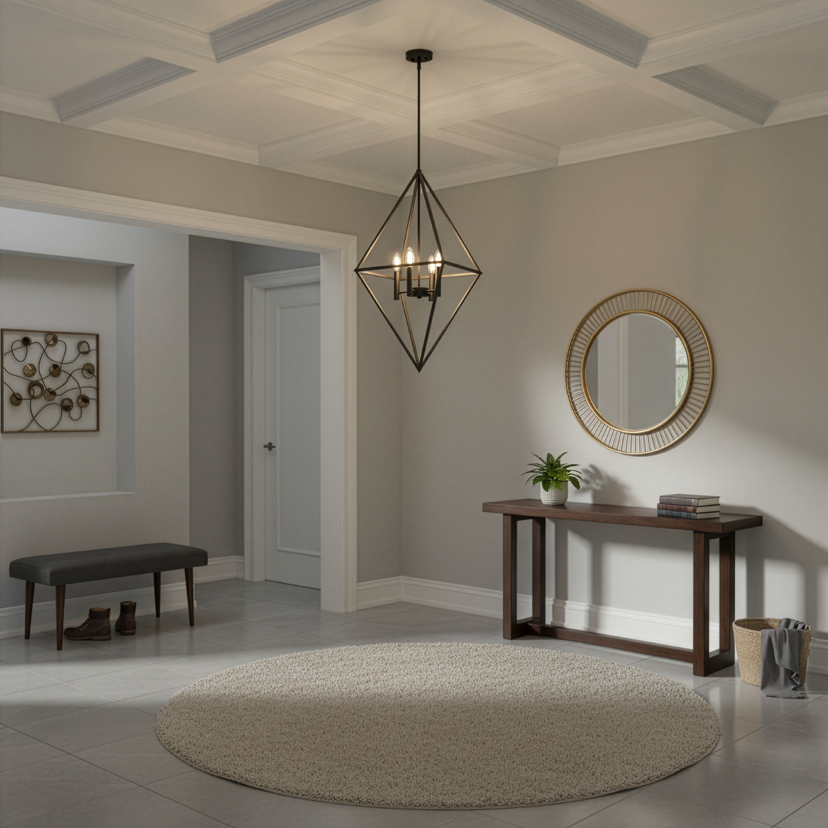 Vivio Gomez 4-Light 20" Geometric Triangle Pendant - MB