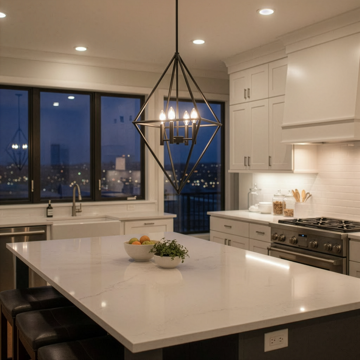 Vivio Gomez 4-Light 20" Geometric Triangle Pendant - MB